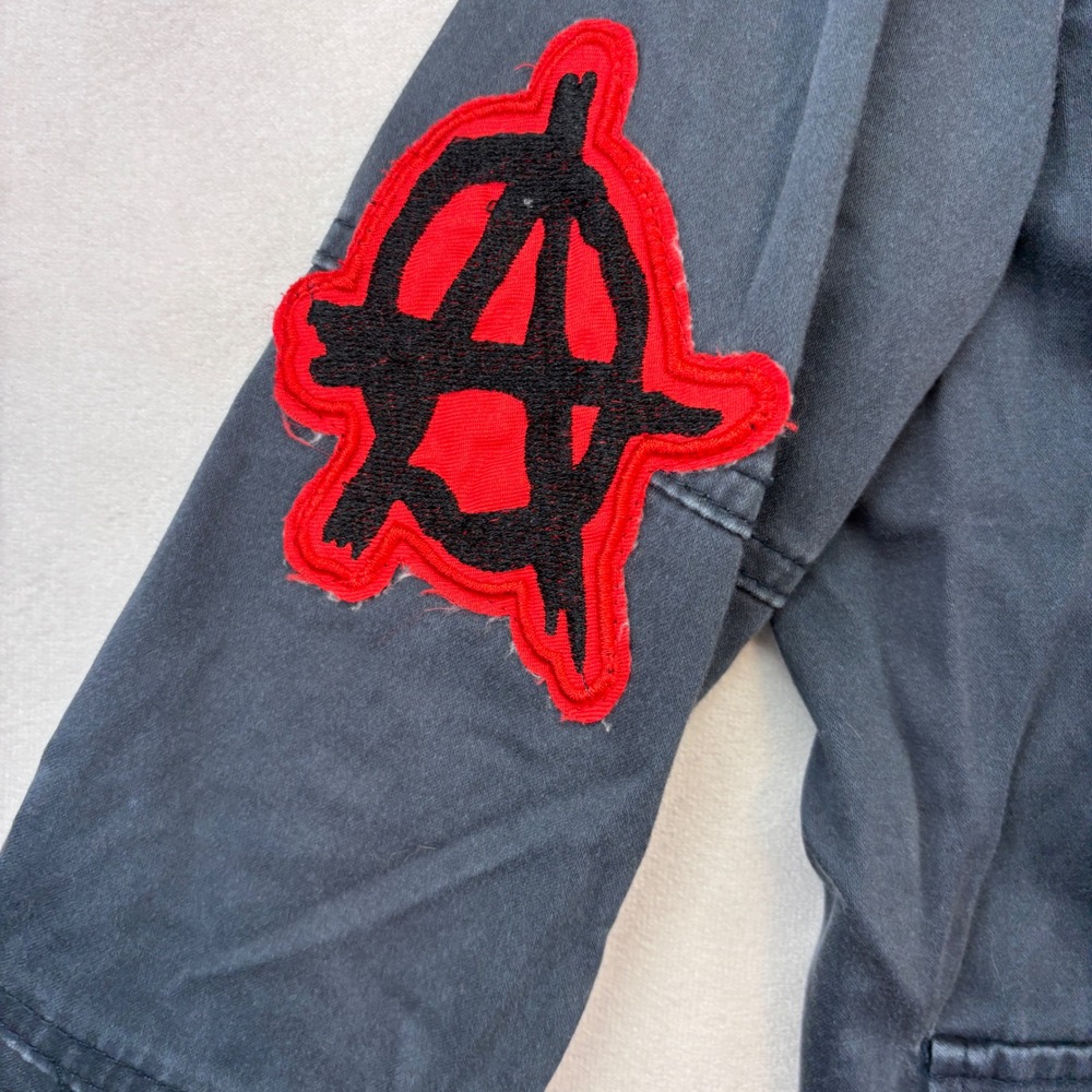 Elan Dark Wash Utility Jacket "Heartless" "New York"‎ Patches "Peace" Large
 L - Picture 4 of 12